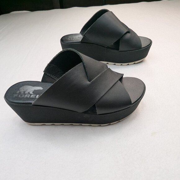 Sorel Cameron Flatform Mule in Black/White Size 7 - Picture 9 of 10